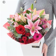 Valentine's lily and rose classic Hand-tied